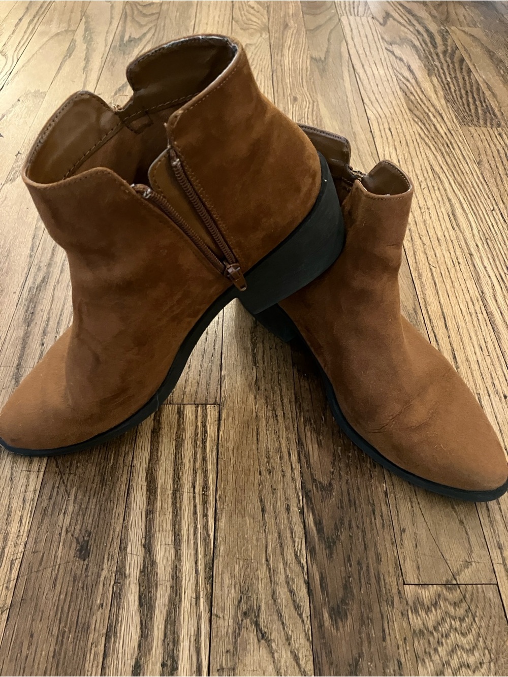Forever 21 Chestnut Suede Ankle Booties with Side Zip